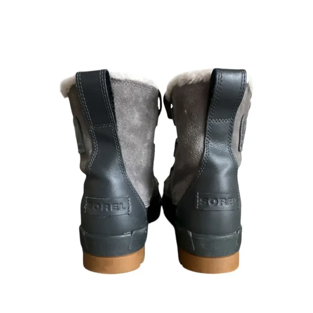Sorel Tivoli IV Boot Women's Size 9 Quarry Gray Waterproof Suede Faux Fur